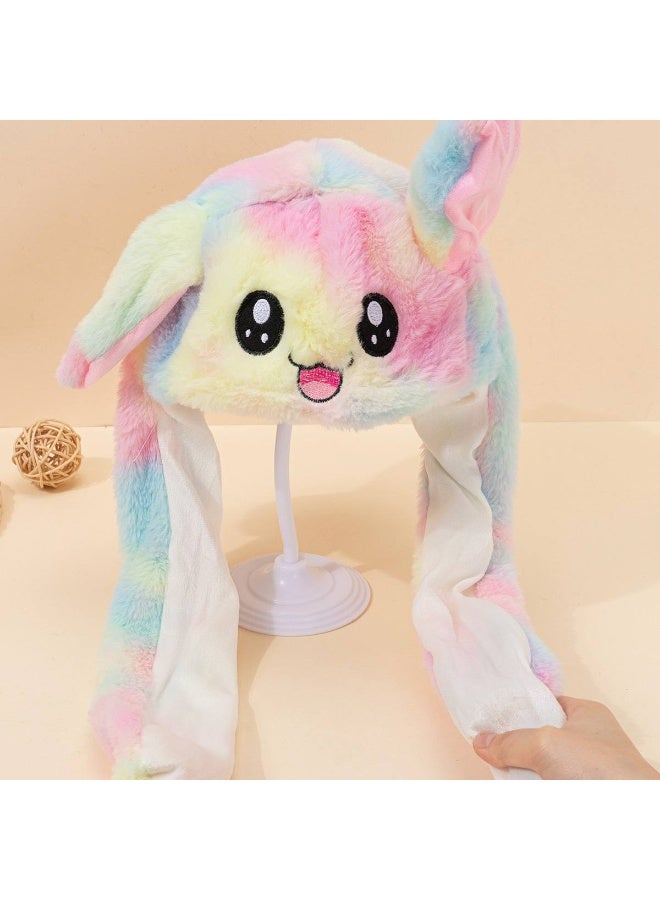 Plush Cartoon Winter Hat – Moving Ears A supe Made from comfortable, durable fabric that looks adorable on both kids and adults.r-soft plush winter hat with a cute bunny design and vibrant colors. The hat features long ears that move when you press the ends, adding a fun and playful touch - Image 2