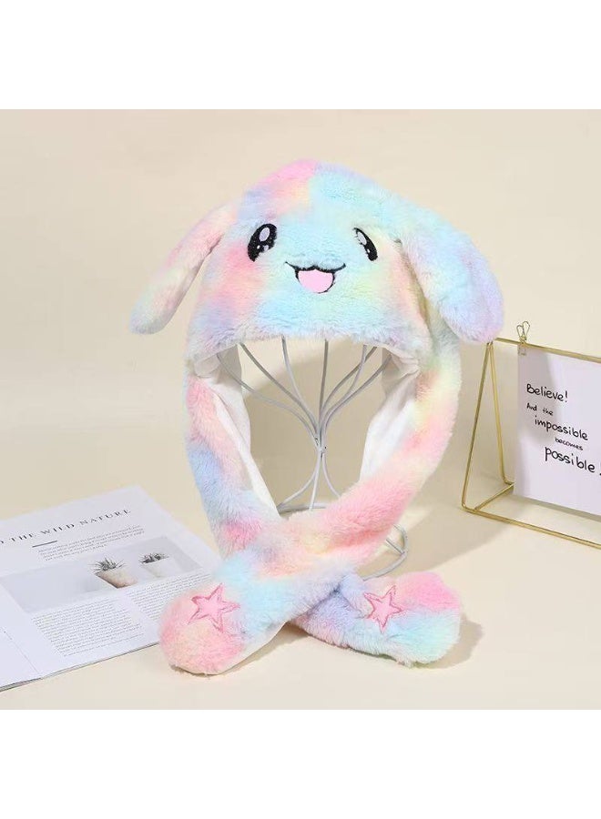 Plush Cartoon Winter Hat – Moving Ears A supe Made from comfortable, durable fabric that looks adorable on both kids and adults.r-soft plush winter hat with a cute bunny design and vibrant colors. The hat features long ears that move when you press the ends, adding a fun and playful touch - Image 5