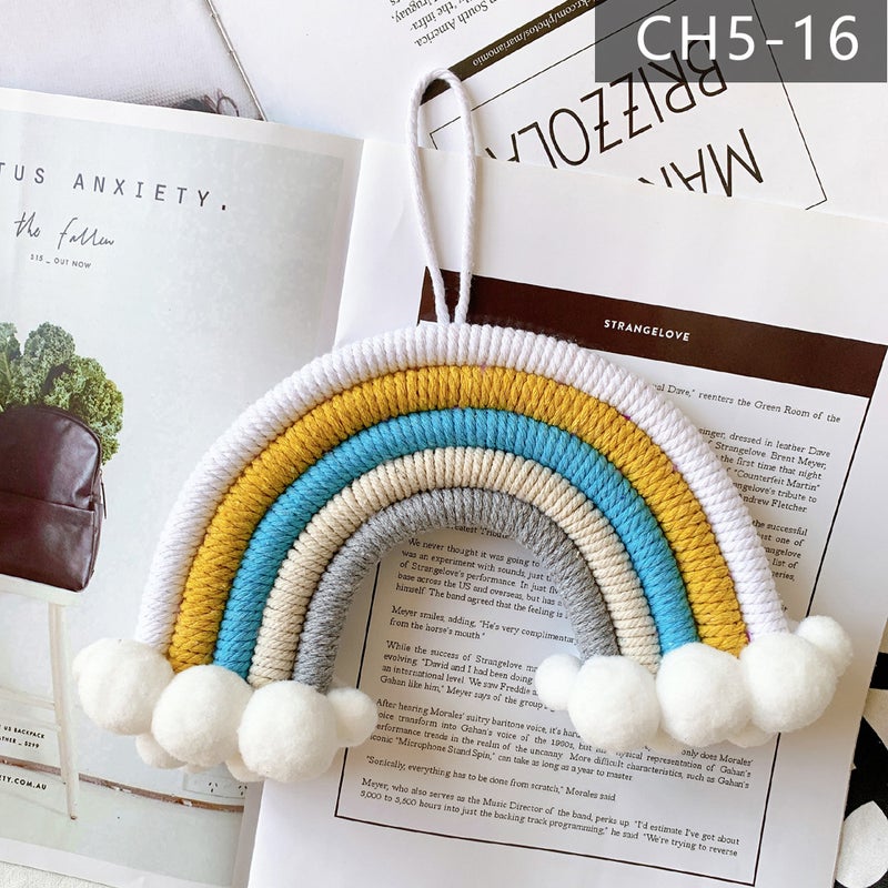 Ins Decoration Nordic Style Home Decoration Children'S Room Decoration Pendant Woven Clouds Rainbow Hanging Wall Decoration Hanging Decoration - Image 1