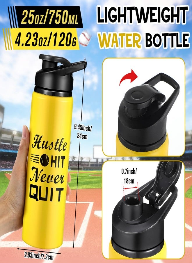 Funnymoom 12 Pack Softball Water Bottles Bulk 25 oz Aluminum Sport Bottles with Leakproof Lid Hustle Hit Never Quit Tumbler Softball Lover Gifts for Men Women Team Coach Players Fan - Image 2