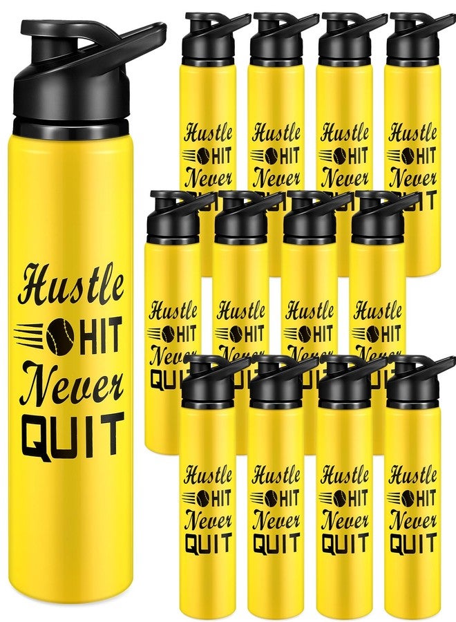 Funnymoom 12 Pack Softball Water Bottles Bulk 25 oz Aluminum Sport Bottles with Leakproof Lid Hustle Hit Never Quit Tumbler Softball Lover Gifts for Men Women Team Coach Players Fan - Image 1