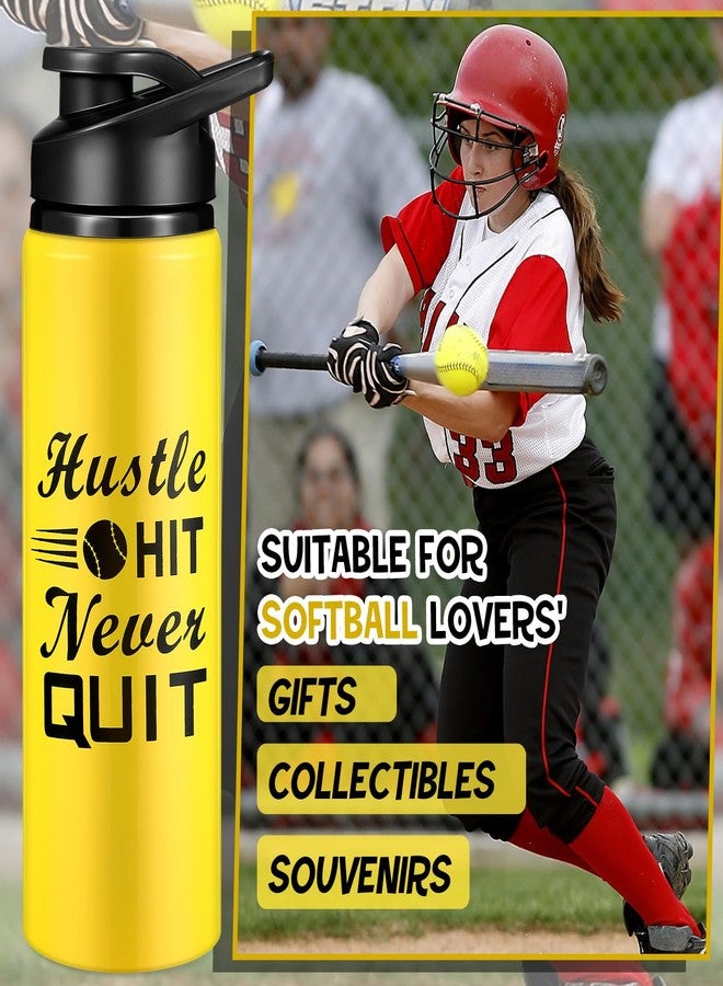 Funnymoom 12 Pack Softball Water Bottles Bulk 25 oz Aluminum Sport Bottles with Leakproof Lid Hustle Hit Never Quit Tumbler Softball Lover Gifts for Men Women Team Coach Players Fan - Image 5