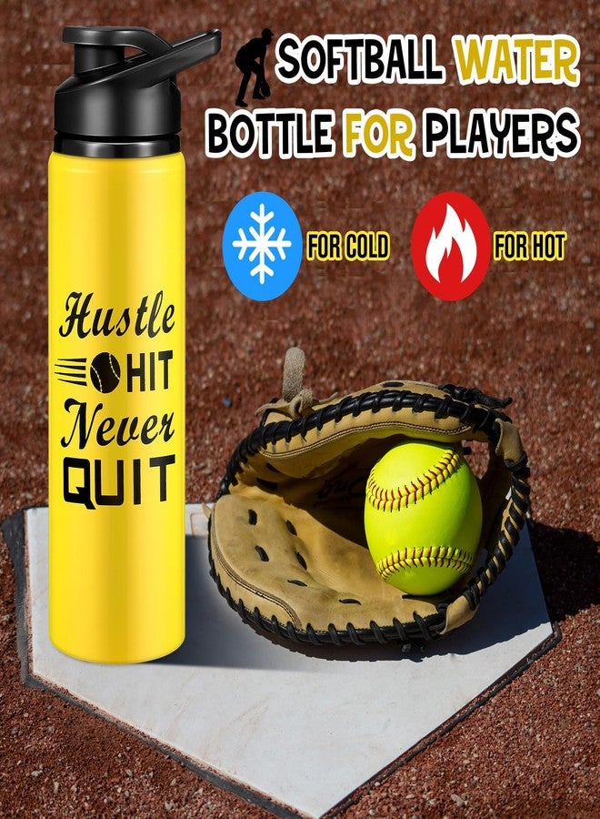 Funnymoom 12 Pack Softball Water Bottles Bulk 25 oz Aluminum Sport Bottles with Leakproof Lid Hustle Hit Never Quit Tumbler Softball Lover Gifts for Men Women Team Coach Players Fan - Image 4