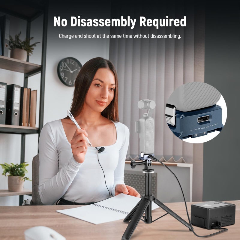 NEEWER Charging Adapter Base Compatible with DJI Osmo Pocket 3 Gimbal, Type C Charging with 1/4" Thread Arca Type Dovetail, Magnetic Folding Fingers for Tripod & Action Camera Mount Accessories, AC018 - Image 4