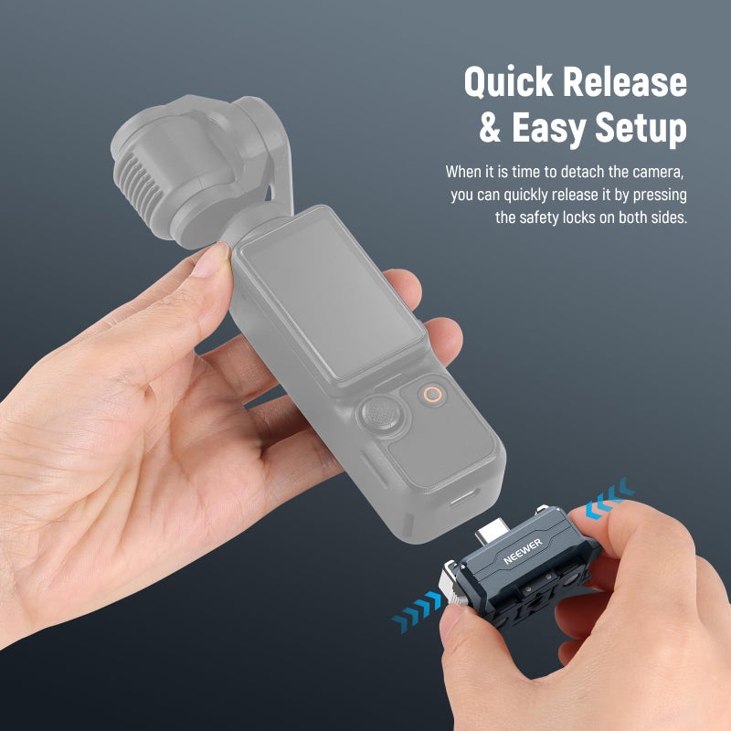 NEEWER Charging Adapter Base Compatible with DJI Osmo Pocket 3 Gimbal, Type C Charging with 1/4" Thread Arca Type Dovetail, Magnetic Folding Fingers for Tripod & Action Camera Mount Accessories, AC018 - Image 3