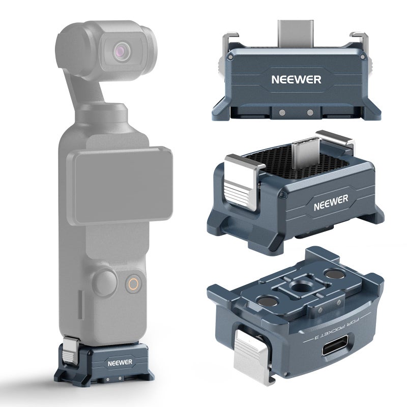 NEEWER Charging Adapter Base Compatible with DJI Osmo Pocket 3 Gimbal, Type C Charging with 1/4" Thread Arca Type Dovetail, Magnetic Folding Fingers for Tripod & Action Camera Mount Accessories, AC018 - Image 1
