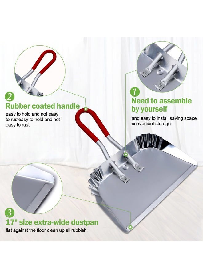 Top Dog Metal Dustpan 17”, Aluminum Dust Pans Heavy Duty Does not Chip or Bend Sheet Metal Edge Flat Against Floor for Small Item Sweeping Rubber Coated Easy to Grasp Handle (1pc) - Image 3