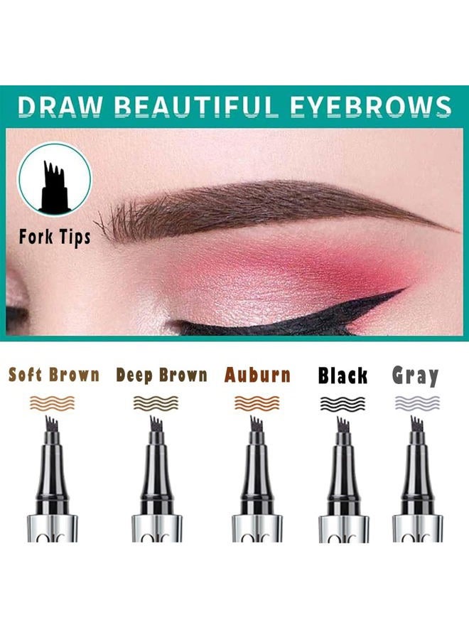 Linble 5 Colors Hair-like Strokes Eyebrow Pen, Mimics Natural Eyebrow Liquid Microfilling, Eye Brow Makeup by “Linble” (#4 Black) - Image 2