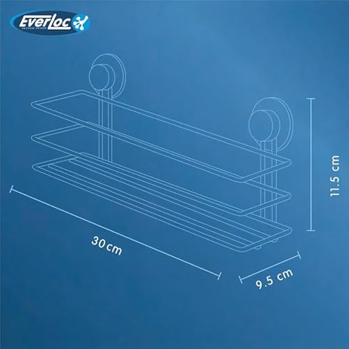 EVERLOC Bathroom Shelf No Drilling No Screws No Glue No Adhesive Vacuum Suction Wall Mounted Chrome Shampoo holder Bottle Holder Organizer for Kitchen and Bathroom Shower Rack EVL10104 - Image 2