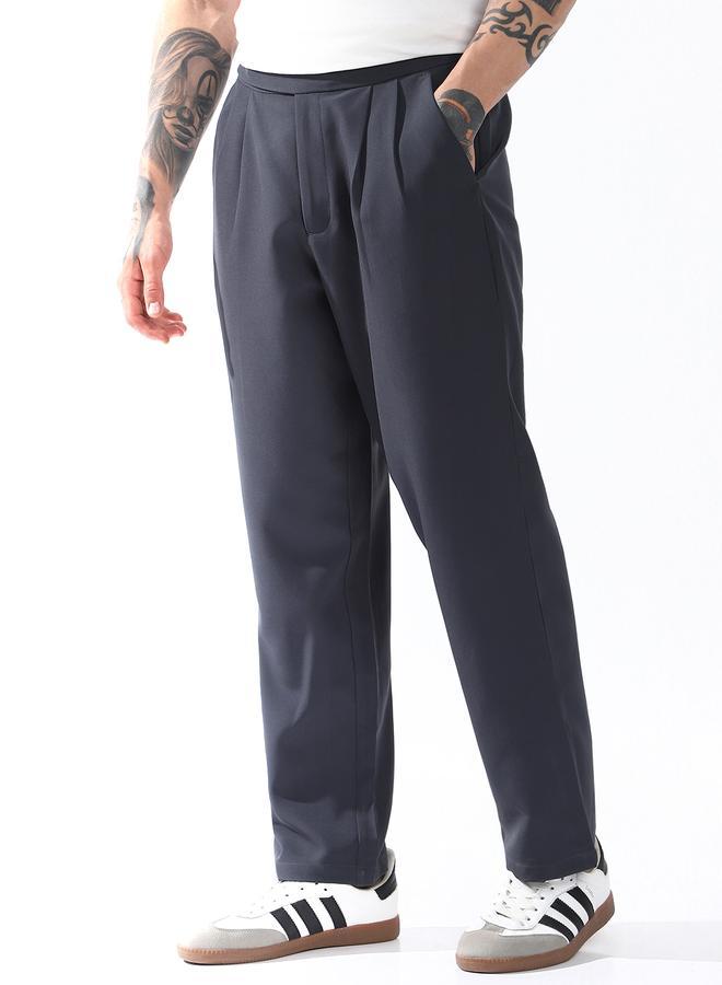 Hubberholme Men Relaxed Fit Wrinkle Free Wash Pleated Korean Pants - Image 3