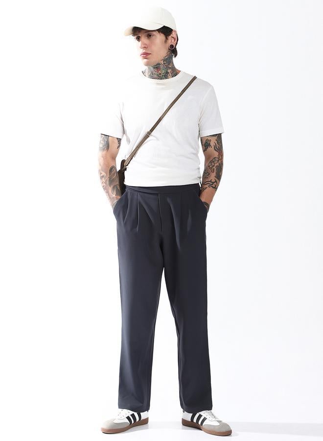 Hubberholme Men Relaxed Fit Wrinkle Free Wash Pleated Korean Pants - Image 1
