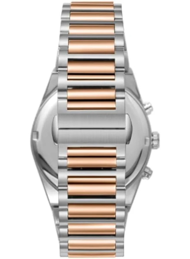 BEVERLY HILLS POLO CLUB BEVERLY HILLS POLO CLUB BP3744X.360 Men Multi Function Display Watch & Metal Strap Silver/Rose Gold
