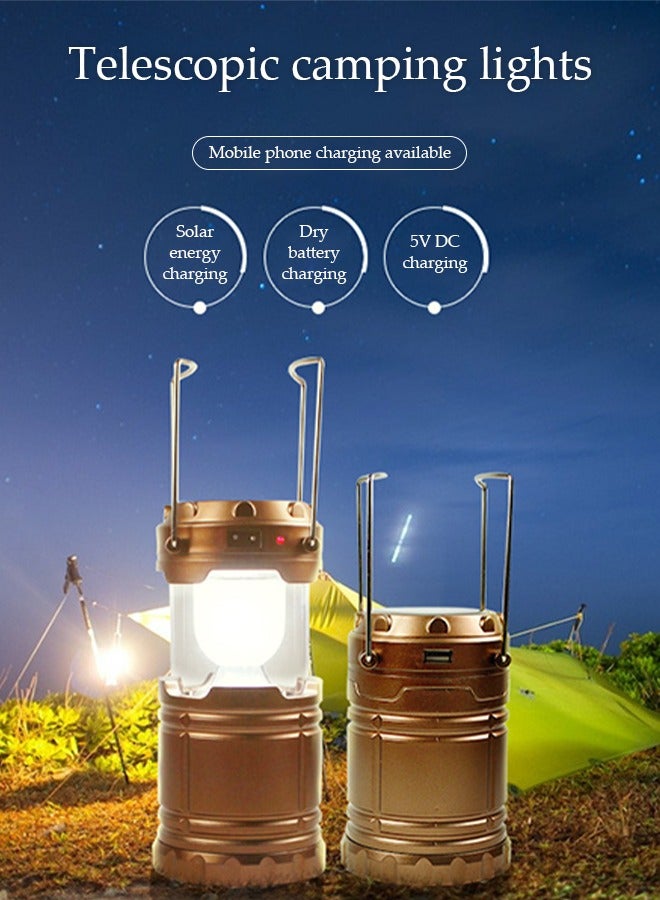 Collapsible Portable LED Camping Lantern Lightweight Waterproof Solar USB Rechargeable LED Flashlight Survival Kits for Indoor Outdoor Home Emergency Light Power Outages Hiking - Image 2