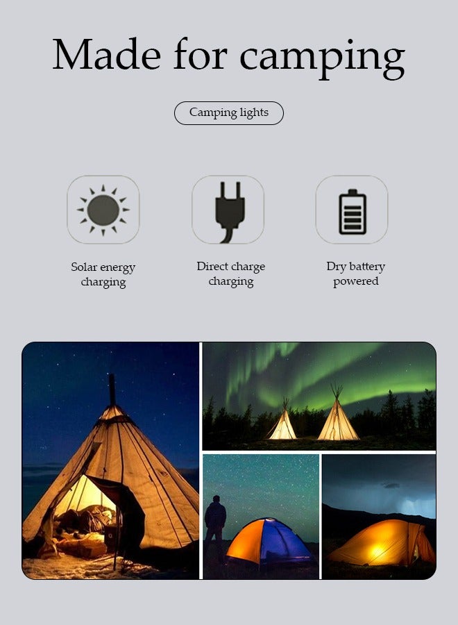 Collapsible Portable LED Camping Lantern Lightweight Waterproof Solar USB Rechargeable LED Flashlight Survival Kits for Indoor Outdoor Home Emergency Light Power Outages Hiking - Image 4