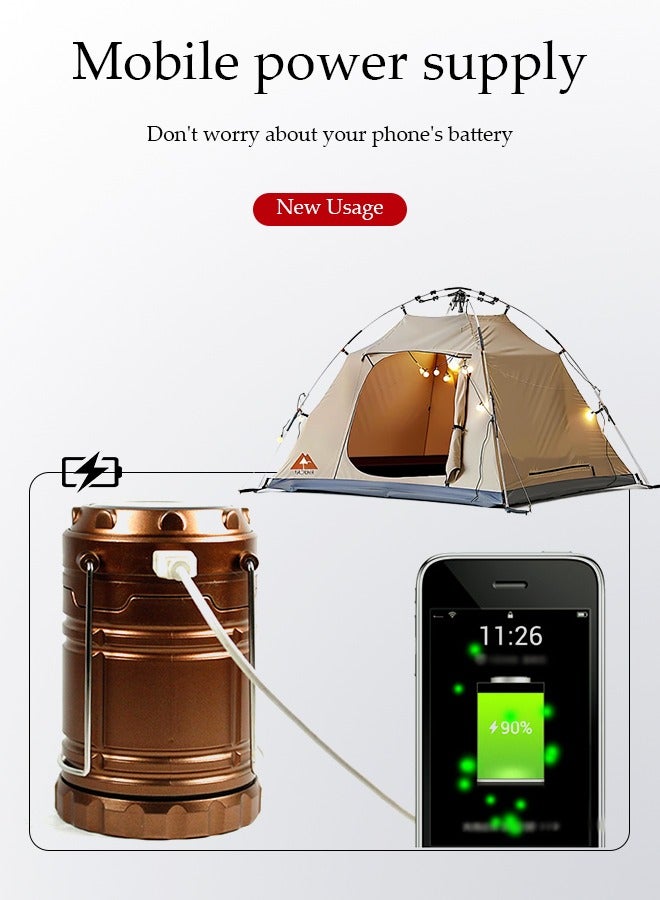 Collapsible Portable LED Camping Lantern Lightweight Waterproof Solar USB Rechargeable LED Flashlight Survival Kits for Indoor Outdoor Home Emergency Light Power Outages Hiking - Image 5