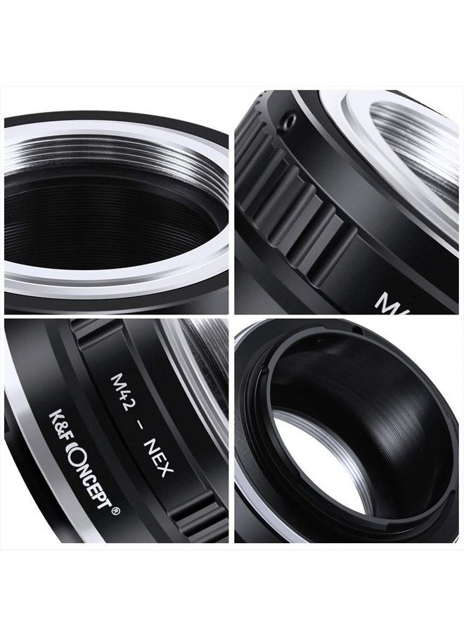 K&F Concept Lens Mount Adapter Compatible with M42 Lens to NEX E-Mount Camera Compatible with Sony Alpha NEX-7 NEX-6 NEX-5N NEX-5 NEX-C3 NEX-3  - Image 2