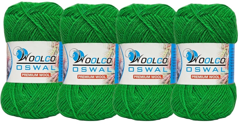 Woolco Oswal Microwool Acrylic Hand Knitting Yarn Pack of 4 Balls (100g Each), Soft Baby Yarn for Sweaters, Booties & DIY Knitting Projects – Baby Wool Thread for Beginners & Kids (Parrot) - Image 1