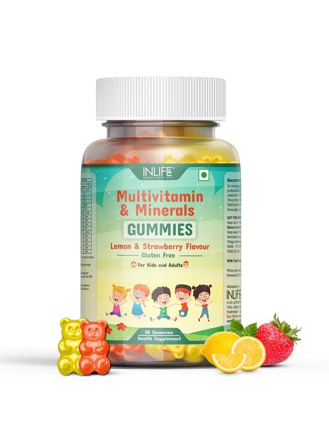 INLIFE Multivitamin Gummies for Kids Teens Men & Women, Daily Gummy Bear Essential Vitamins & Minerals - 30 Lemon Strawberry Gummies (Kids) - Image 1