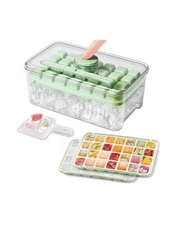Cool Baby Press-To-Go Ice Cube Molds with Storage Box Ice Cube Tray with Lid and Box 2 Ice Cube Trays for Freezer 56 Ice Cube Molds and Ice Scoop (Green)  - Image 1