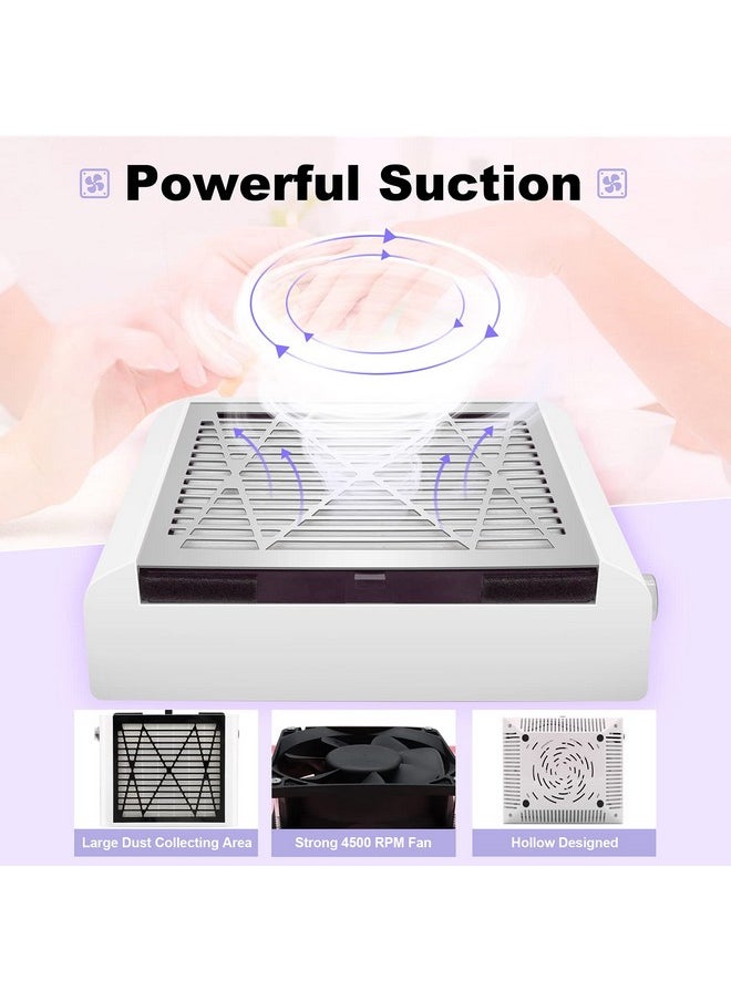 BRANTMAKER BRANTMAKER Nail Dust Collector with Brush and 2 Reusable Filters, 60W Vacuum Dust Fan for Acrylic Nails (White)  - Image 2