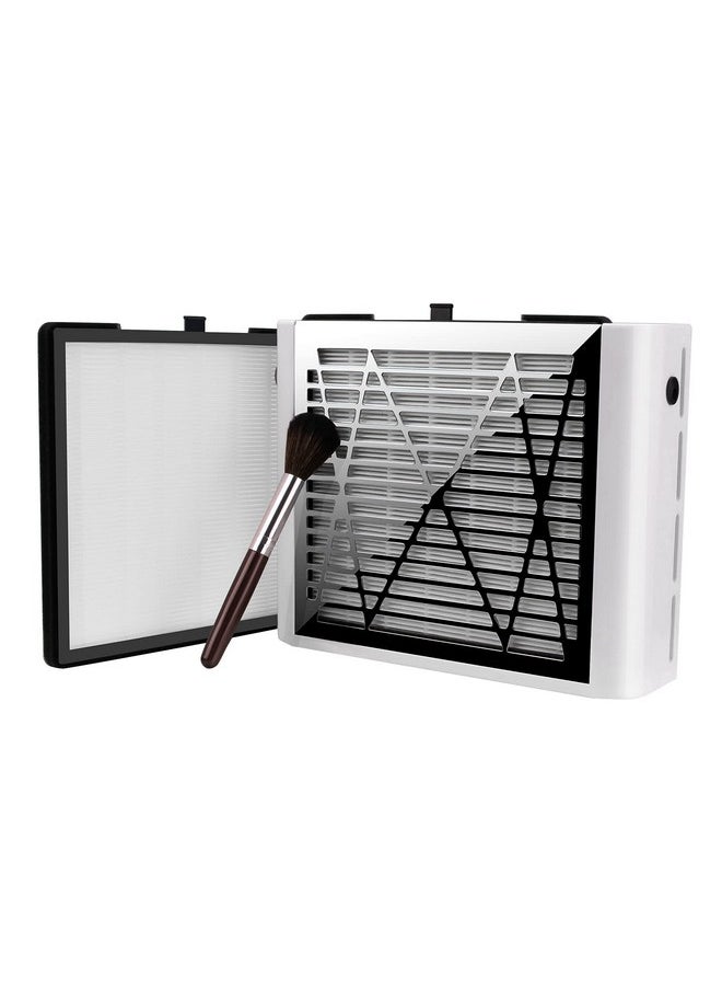 BRANTMAKER BRANTMAKER Nail Dust Collector with Brush and 2 Reusable Filters, 60W Vacuum Dust Fan for Acrylic Nails (White)  - Image 1