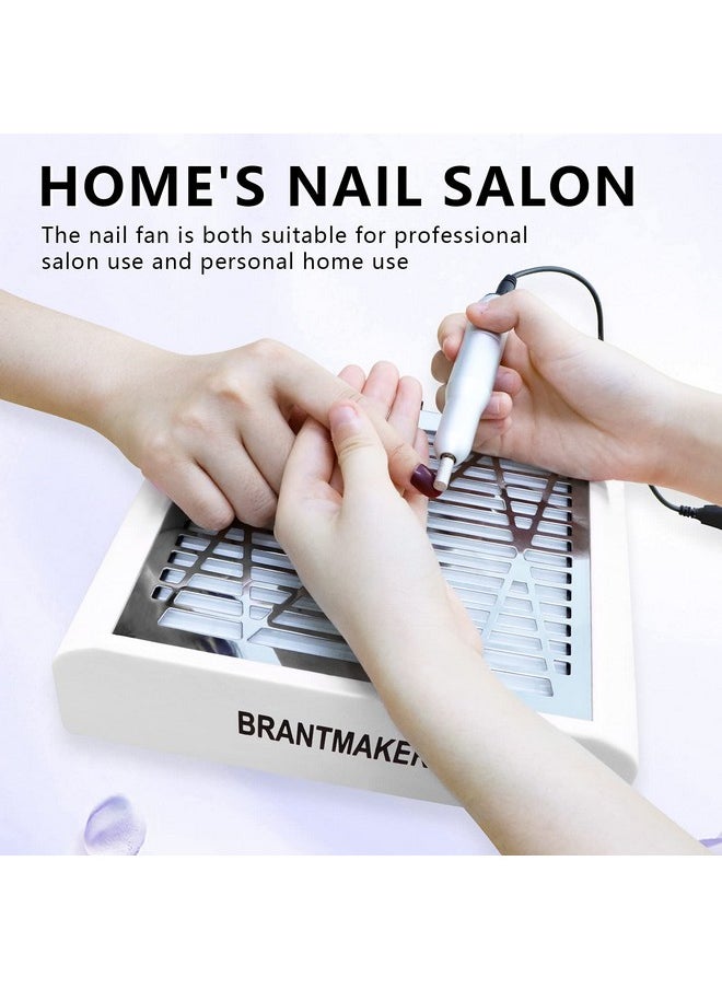 BRANTMAKER BRANTMAKER Nail Dust Collector with Brush and 2 Reusable Filters, 60W Vacuum Dust Fan for Acrylic Nails (White)  - Image 5