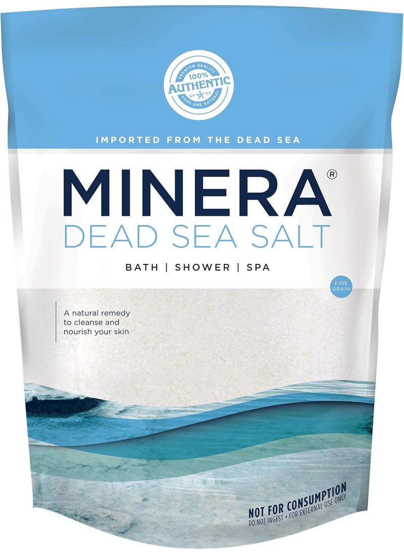 Minera Minera Dead Sea Salt 100 Pure  Natural 2 lbs Fine Grain 017 mm Bulk Bag Easily Dissolving Dead Sea Salts for Soaking  Bathing Skin Nourishing Fine Sea Salt Unscented 