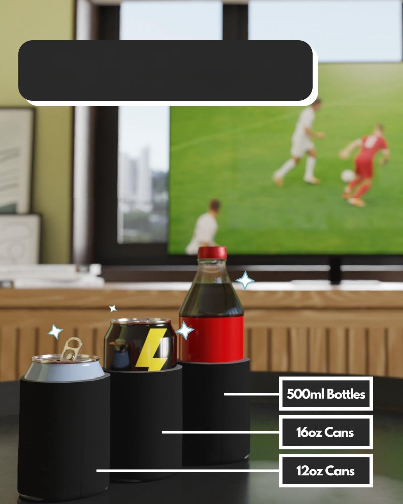 25 قطعة من أغطية تبريد العلب الفارغة، أغطية تبريد علب قابلة للتخصيص بكميات كبيرة بتقنية التسامي، غطاء عازل للمشروبات قابل للطي وسميك للغاية، أغطية تبريد علب البيرة لمشروبات الحفلات (أسود) - Image 5