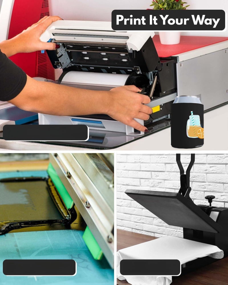 25 قطعة من أغطية تبريد العلب الفارغة، أغطية تبريد علب قابلة للتخصيص بكميات كبيرة بتقنية التسامي، غطاء عازل للمشروبات قابل للطي وسميك للغاية، أغطية تبريد علب البيرة لمشروبات الحفلات (أسود) - Image 2