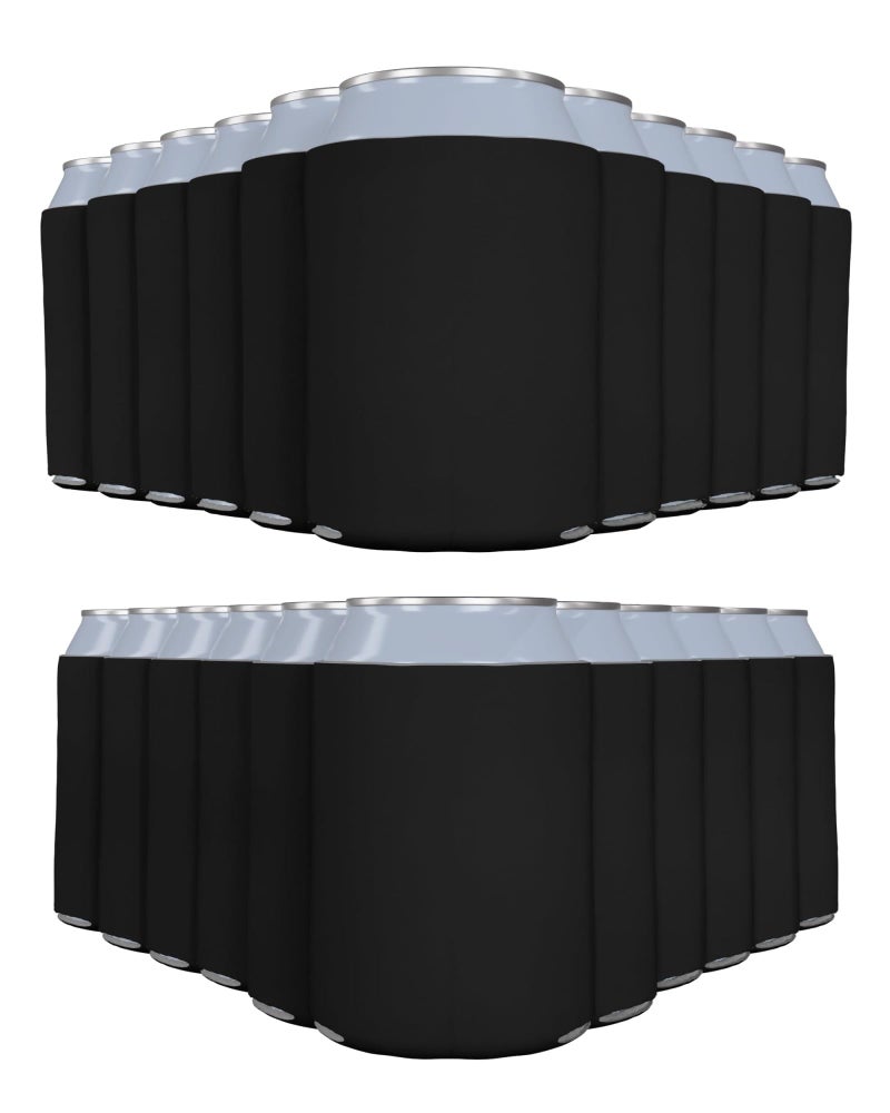 25 قطعة من أغطية تبريد العلب الفارغة، أغطية تبريد علب قابلة للتخصيص بكميات كبيرة بتقنية التسامي، غطاء عازل للمشروبات قابل للطي وسميك للغاية، أغطية تبريد علب البيرة لمشروبات الحفلات (أسود) - Image 1