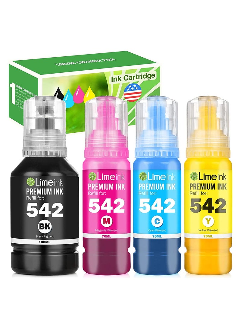 Limeink Compatible ink bottles replacement for epson 542 black ink for epson ecotank printer ink refill for ecotank ink refill ink bottles black cyan magenta yellow - Image 2