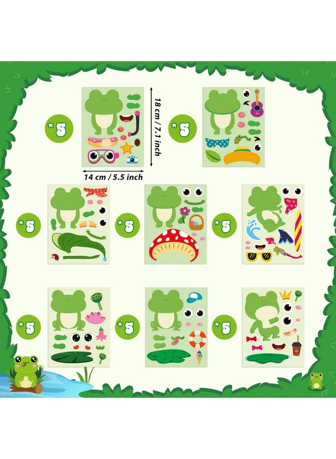 BeYumi Frog Face Sticker Sheets - 40Pcs Make Your Own Frog Stickers Games Frog Make A Face Sticker Sheets Preschool Classroom Decoration Spring Summer Passover Party Favors For Kids Birthday Party - Image 2