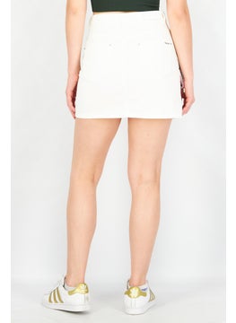 VERO MODA Women Textured Denim Mini Skirt, White Combo  - Image 3