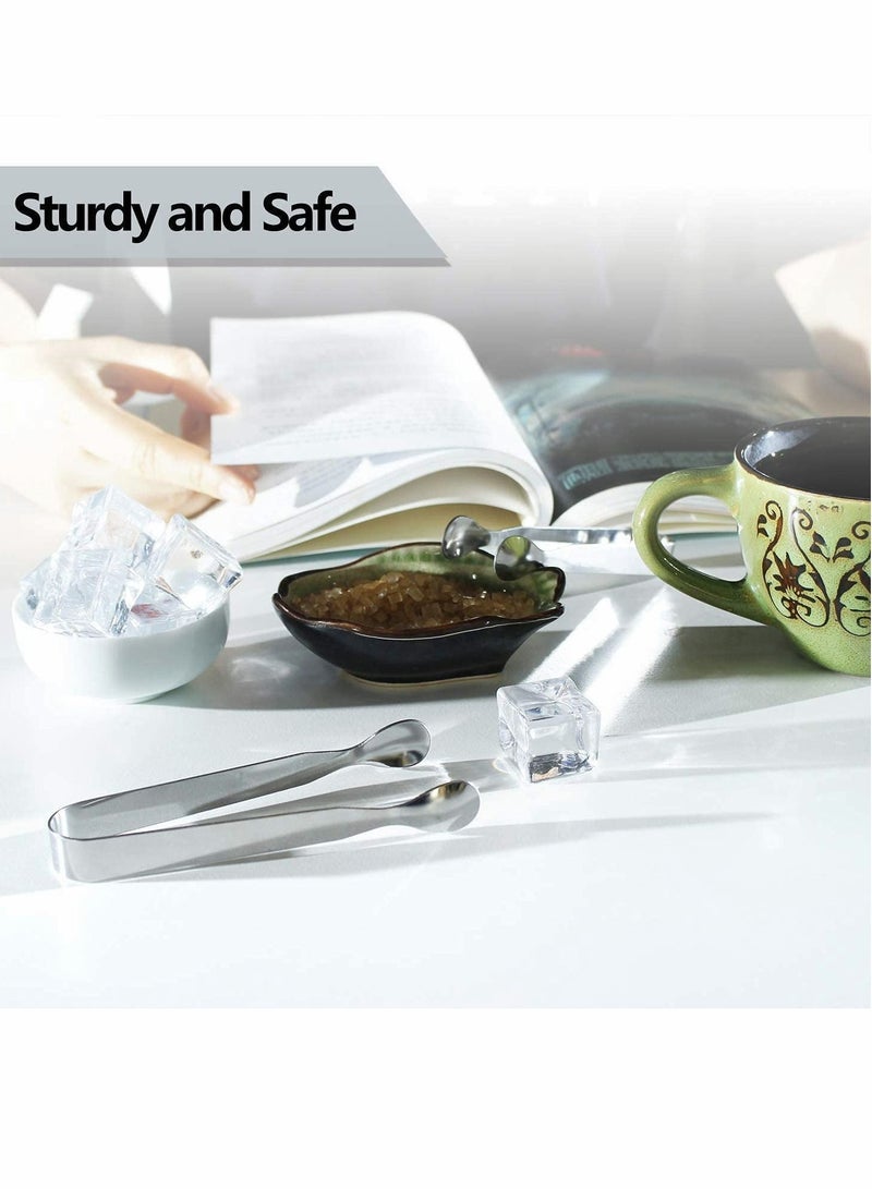 SYOSI Mini Serving Tongs, Metal Cooking Tongs Small Utensils Catering, Kitchen Food-Grade Premium 304 Stainless Steel For Kids With Sawtooth Tea Party, Coffee - Image 2