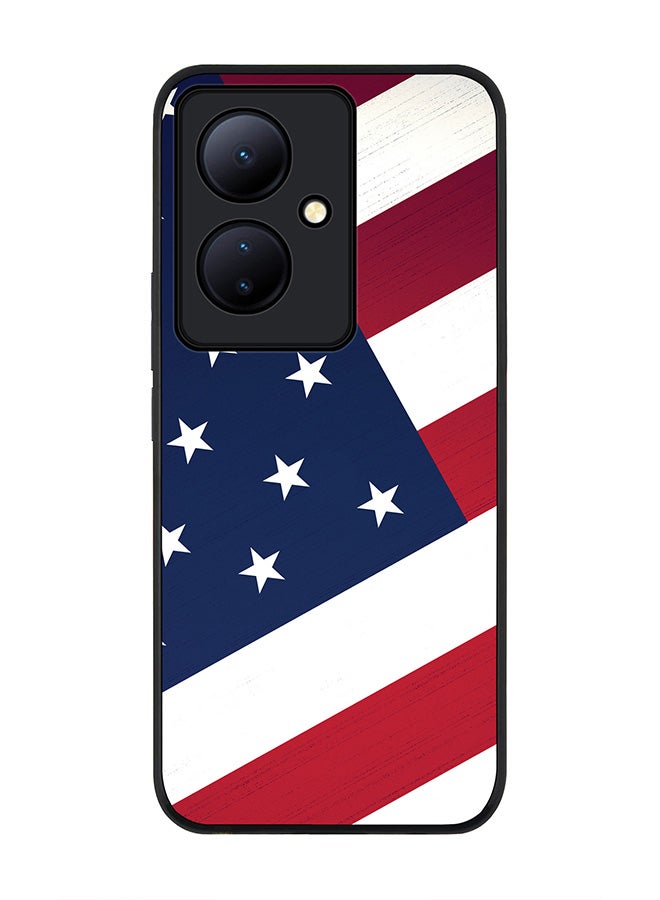 Stylizedd Rugged Black edge case for Vivo V29 Lite, Slim fit Soft Case Flexible Rubber Edges Anti Drop TPU Gel Thin Cover- Flag Of US - Image 1