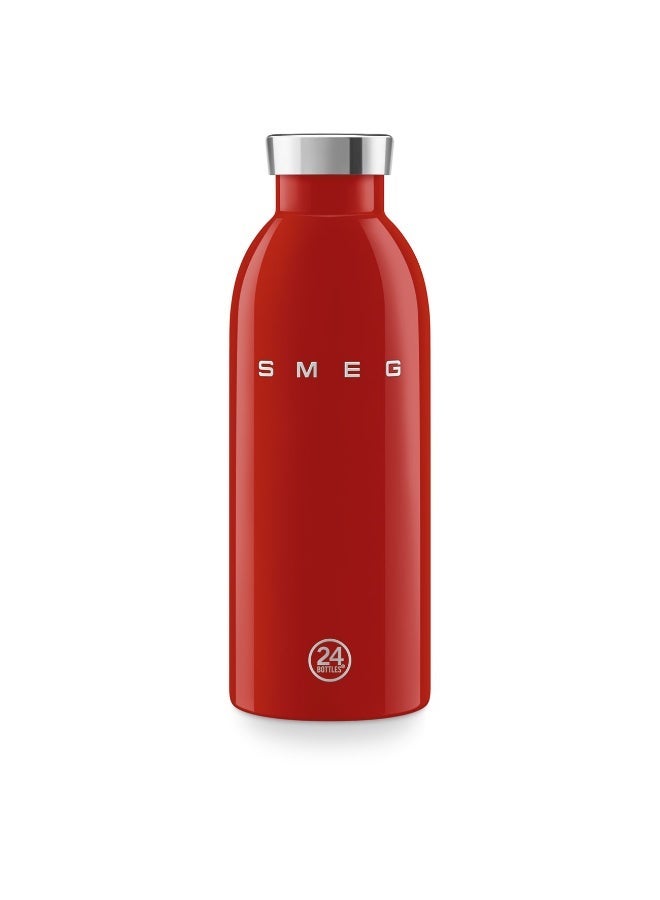 سميج زجاجة مياه SMEG x 24Bottles سعة 500 مل، زجاجة مياه ستانلس ستيل قابلة لإعادة الاستخدام، زجاجة شرب من ستانلس ستيل 18/8، زمزمية مياه رياضية خفيفة بغطاء محكم مانع للتسرب، زجاجة مياه بدون BPA للجيم والرياضة والشغل والمكتب والجامعة والسفر والاستخدام اليومي - Image 1