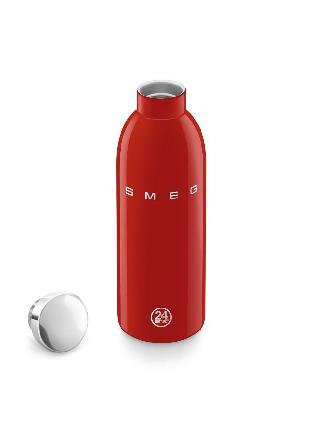 سميج زجاجة مياه SMEG x 24Bottles سعة 500 مل، زجاجة مياه ستانلس ستيل قابلة لإعادة الاستخدام، زجاجة شرب من ستانلس ستيل 18/8، زمزمية مياه رياضية خفيفة بغطاء محكم مانع للتسرب، زجاجة مياه بدون BPA للجيم والرياضة والشغل والمكتب والجامعة والسفر والاستخدام اليومي - Image 2