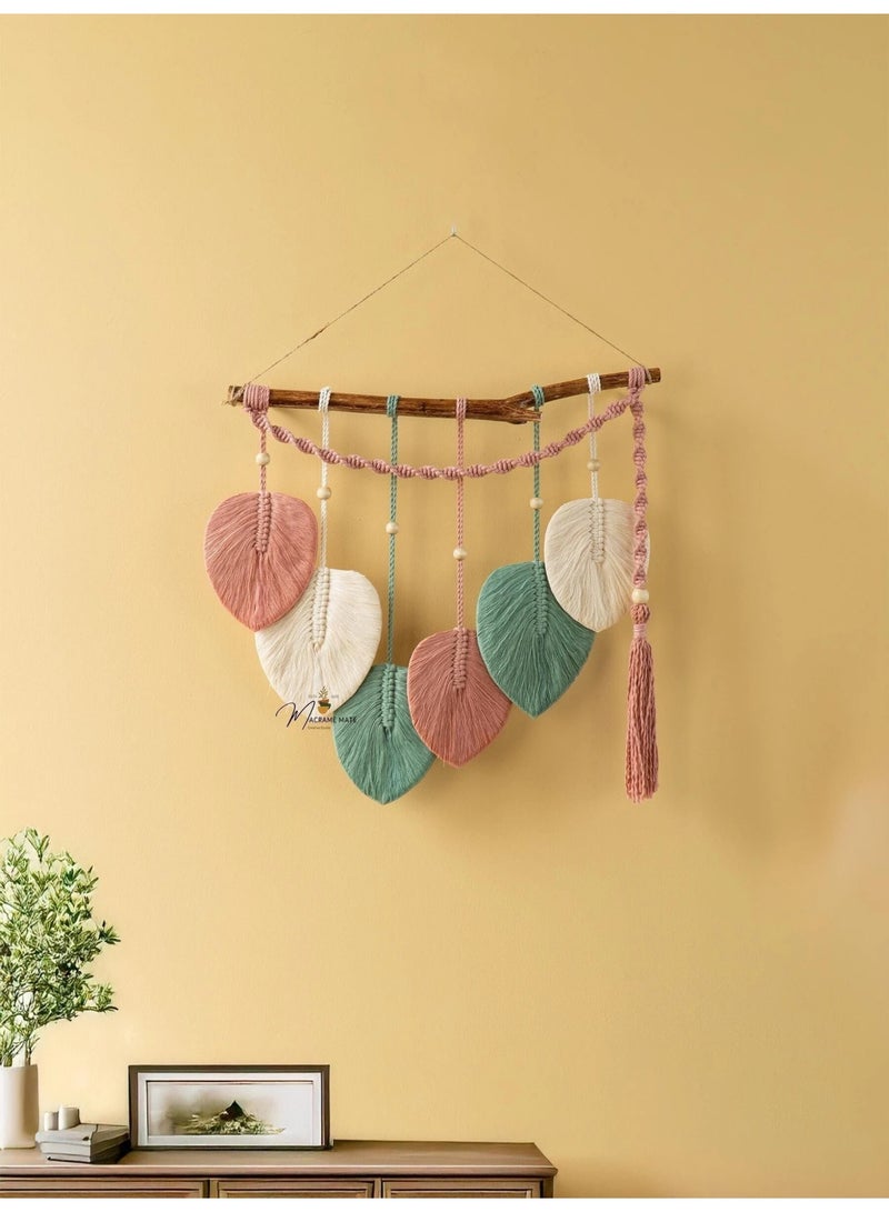 Antikiano "An elegant handmade macramé wall hanging crafted from natural cotton threads, featuring a simple bohemian design that adds a warm, modern touch to any space. Perfect for decorating bedrooms, living rooms, or entryways, and makes a great gift for lovers of handmade décor." - Image 1