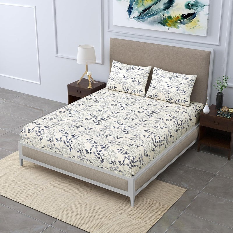 Adelia® 160 GSM Microfiber Cotton Double King Size Queen Bedsheets with Pillow Covers (Blue) - Image 2