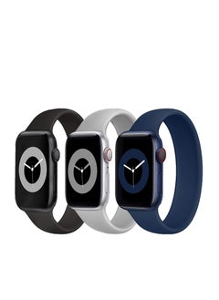 Y&D Sport Band 3 Pack Compatible for iWatch 42mm 44mm Loop, All-in-one Silicone Bands Replacement Strap SE, Series 6 5 4 2 1 Edition M  - Image 1