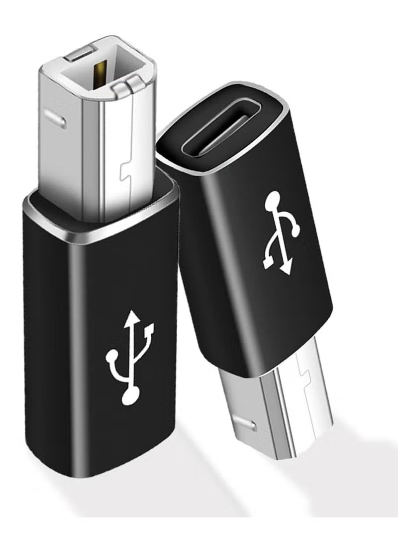 2 Pack Right Angle USB B to USB C Adapter, Type C Female to MIDI Converter Compatible with Printer, Electric Piano, Laptops and More Type-C Devices - Image 1