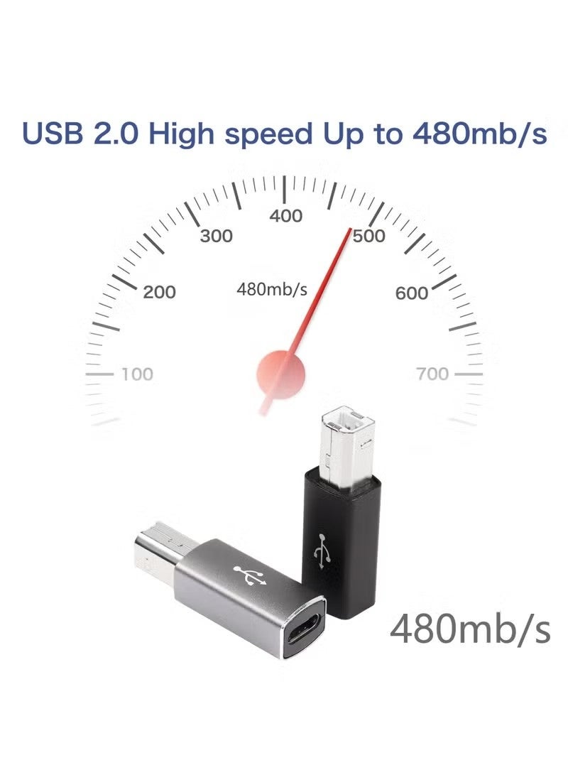 2 Pack Right Angle USB B to USB C Adapter, Type C Female to MIDI Converter Compatible with Printer, Electric Piano, Laptops and More Type-C Devices - Image 4