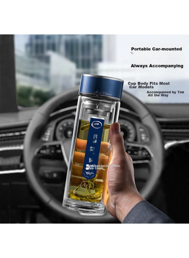 Tomimitsu Fuguang Antibacterial Glass Tea Cup Double-layer High Borosilicate Tea Infuser Cup Tea Water Separation Cup Car-mounted Water Cup Men 400ml - Image 2