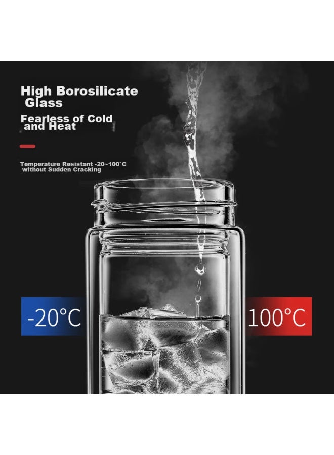 Tomimitsu Fuguang Antibacterial Glass Tea Cup Double-layer High Borosilicate Tea Infuser Cup Tea Water Separation Cup Car-mounted Water Cup Men 400ml - Image 3