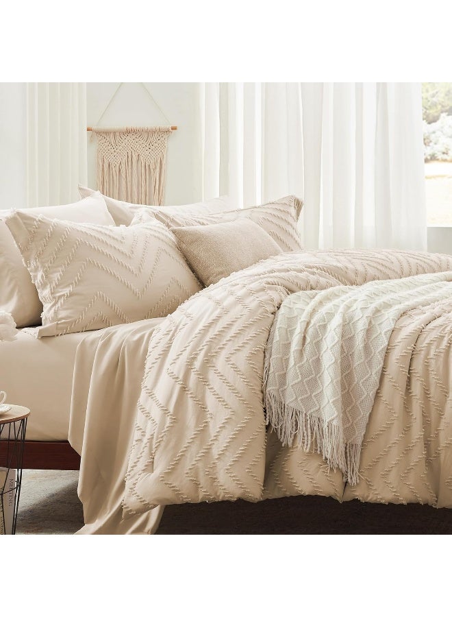 Anluoer Queen Comforter Set, Beige Tufted Bed in a Bag 7 Pieces - Image 4