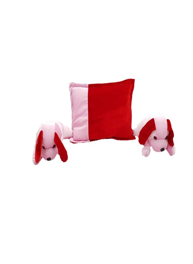 Pinks & Blues Smarty Full Sleeping Baby Bedding Set in Velvet with 2 Side Pillows in a Shape of Puppies (Pink RED) (0-24 Months) - Image 2