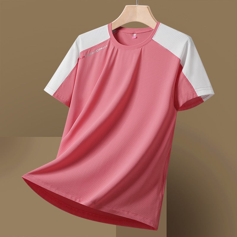 New summer couple Ice Silk quick-drying T-shirt plus size round neck casual T-shirt young and middle-aged couple short-sleeved T-shirt - Image 5