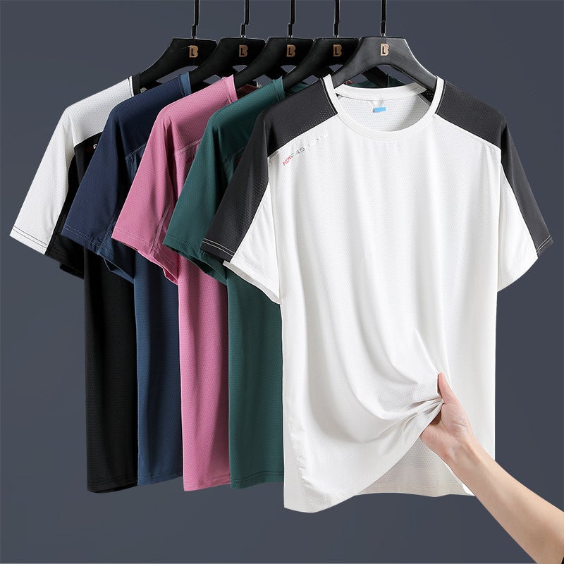 New summer couple Ice Silk quick-drying T-shirt plus size round neck casual T-shirt young and middle-aged couple short-sleeved T-shirt - Image 3