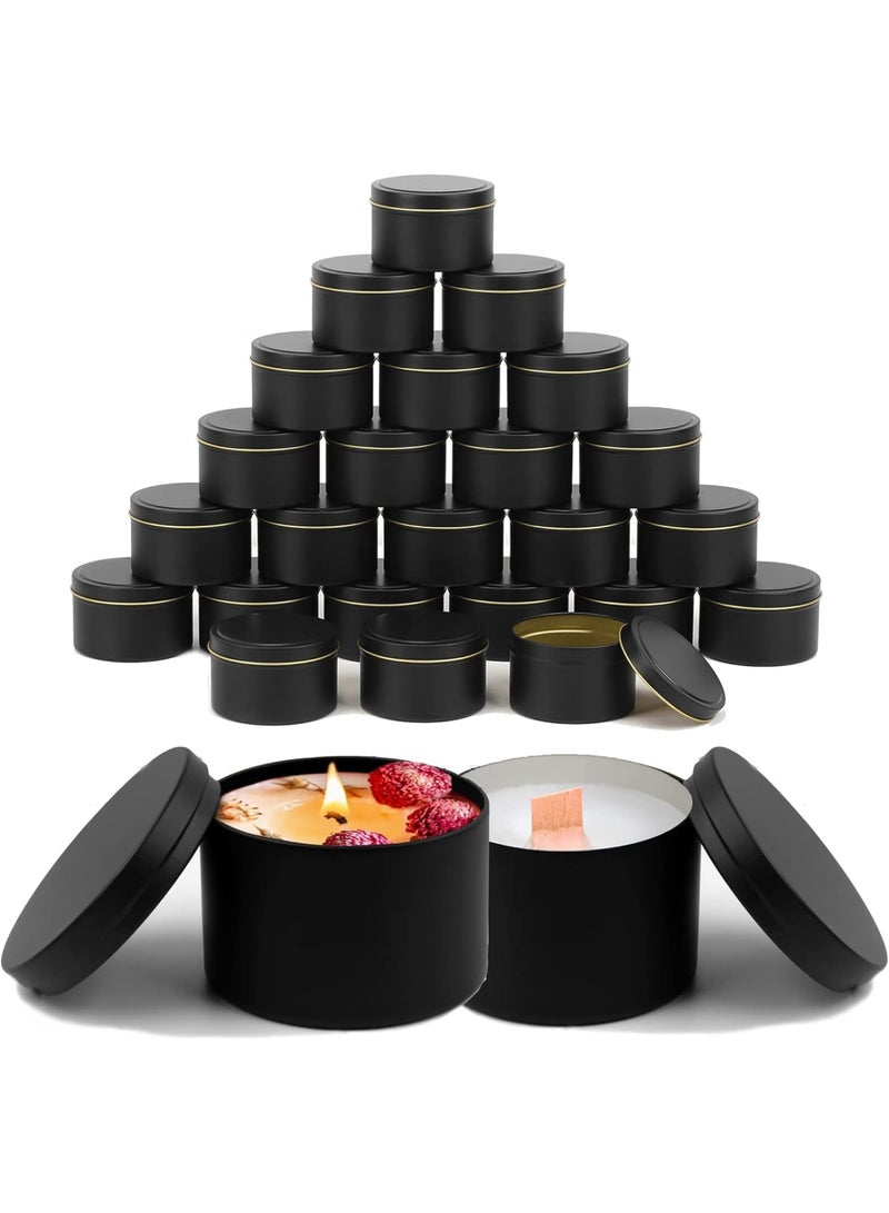 KASTWAVE Candle Jars, 24 Pcs Candle Tins, 8oz Candle Making Kit, Containers Empty Tinplate Storage Candle Jars for DIY Candle Making, Candies, Gifts Treasures, Arts Crafts, Storage Candle Making Kits, Black  - Image 1