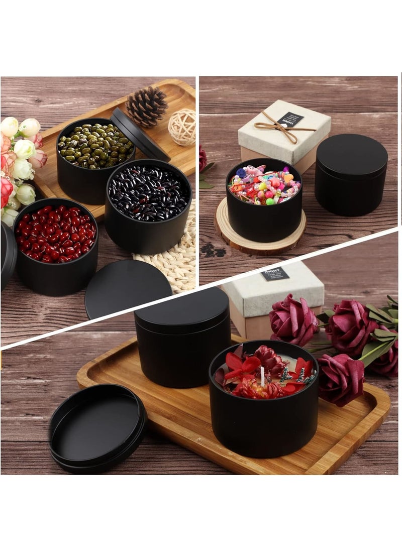 KASTWAVE Candle Jars, 24 Pcs Candle Tins, 8oz Candle Making Kit, Containers Empty Tinplate Storage Candle Jars for DIY Candle Making, Candies, Gifts Treasures, Arts Crafts, Storage Candle Making Kits, Black  - Image 2
